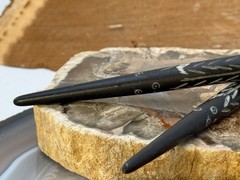 PAIR of 5″ Hand Carved Buffalo Bone Black and White Natural Hair Sticks–2322.25