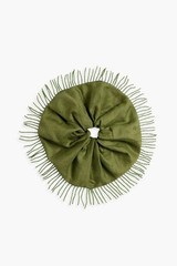 Ganni Green Fringe Linen Scrunchie – NEW $68