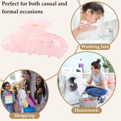 Vovii 2Pcs Pink Bow Claw Clips for Women, Cute Stylish Acrylic Hair