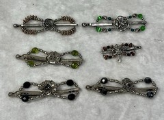 Lilla Rose Flexi Hair Clip Lot of 6 Metal Glass Beaded Celtic Knot Hearts Floral