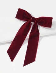 Versatile Velvet Hairclip – Red -Elegant Bow Barrettes – Multi-Purpose – Hair