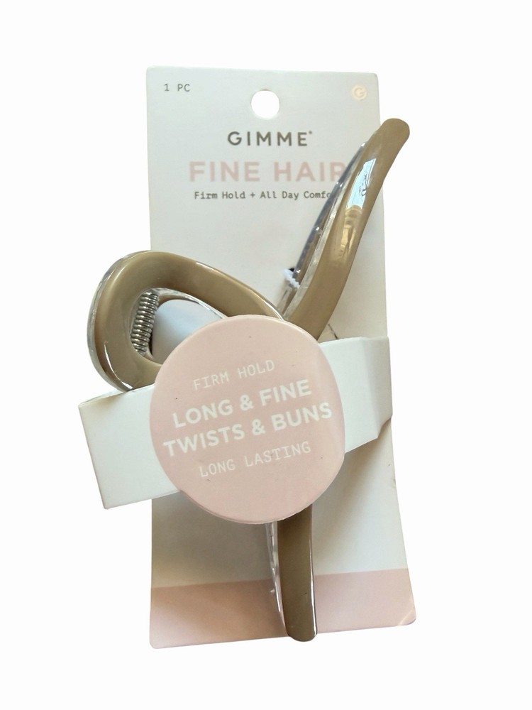 Gimme Premium Claw Clip Set of 2 For Fine Hair Tan Clear Teeth Curved NIP