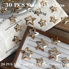 30 PCS Gold Star Hair Clips,20PCS 1.22″Star hair Clip and 10 PCS 1.65″Hair Clip