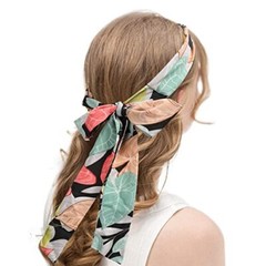Women’s Long Head Wraps – 3PCS Chiffon Criss Cross Headbands Flowering leaves