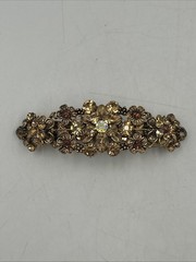 New Gold Tone Flower Rhinestone Brown & Gold Color Hair Clip Barrette
