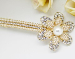 Hot USA seller beautiful Gold tone flower crystal hair clip barrette 3539