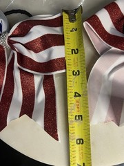 Patriotic American Flag Hair Bow Ponytail Holder Red White Blue 2 Pack Glitter