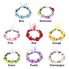 Rose Flower Crown Bridal Halo Headpiece Bohemia Garland Girls Floral Wreath