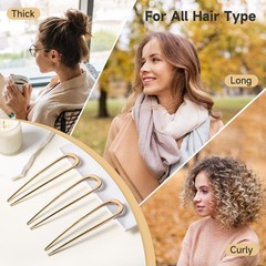 3 PCS French Hair Pins for Women, Metal 3 Count (Pack of 1), Gold
