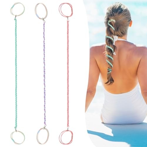 Sport Hair Ties for Women, Elastic for Braided 1 Count (Pack of 3) 3 Multicolor