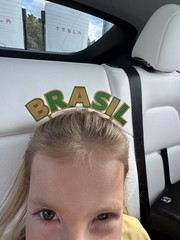 Brazil Letter Text Plastic Glitter Headband Green Yellow Gold Hair Accessory