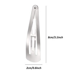 WILLBOND 30 Pieces 3.1 Inch Large Metal Snap Hair Clips Nonslip Silver
