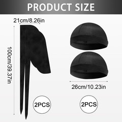 4 Pcs Velvet Durags Wave Caps for Men, Long Tails for Extra Enhanced Wave Def…