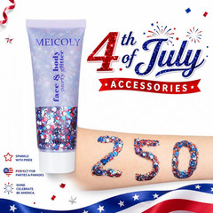 250Th Red White and Blue Patriotic Face Glitter,Fourth of July Star Hair Glitter