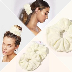 Ivyu Microfiber Hair Drying Scrunchies Towel Fiber 1 Count (Pack of 4), White