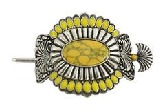 Western Epoxy Concho Bohemian howlite squash Blossom hair barrette Hair stick