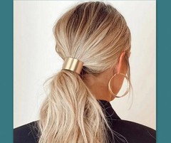 metal Hair Tie Elastic Ponytail Holder Minimalist Decorative Hair Cuff Wrap Band