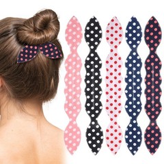 Lnngub 5 Pcs Deft Hairs Bun Maker French Donut Polka Dot 1 Count (Pack of 5)