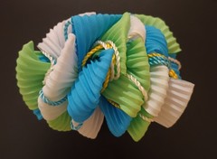 VTG Blue & Multicolor Bow Clip On Barrette 80/90 Bundle Pre-Owned . 7 &5 in..