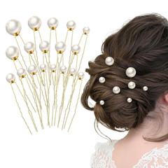 18 Pieces Wedding Pearl Hair Pins, U Pearl Shaped Hair Accessories for Brides Br