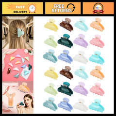 24 Pcs Large Acrylic Hair Claw Clips for Thick Hair – Non-Slip, Cute Accessories