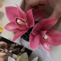 Rannyrena Artificial Flower Hair Claw 1 Count (Pack of 1), Dark Pink Orchid