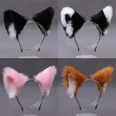 Lolita Girl Furry Cat Fox Animal Ear Hairpin Faux Fur Cosplay Headband Party