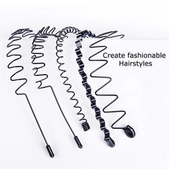 6Pcs Metal Hair Headband Wave Style Hoop Band Comb Sports Hairband Men Women