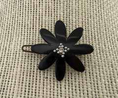 Hair Barrettes Lucite & Rhinestone Butterefly, Black Flower,Small Bar w/Stones