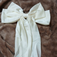White Fabric Bow Hair Accessory for Women Teens Casual Formal Wedding