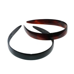 French Wide 3/4″ Shell Brown and Black Celluloid Set of 2 Headbands for