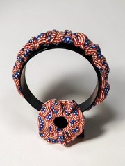Patriotic Red, White & Blue Scrunchie Headband Set – Women Accessories
