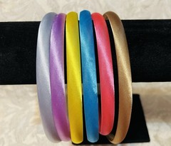 Gray Purple Yellow Blue Pink Tan Satin Headband Fashion Hair Accessory Set Of 6