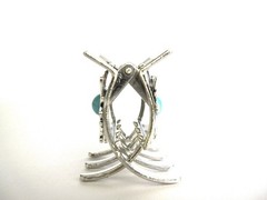 Small/medium turquoise blue silver sun metal native tribal hair claw clip