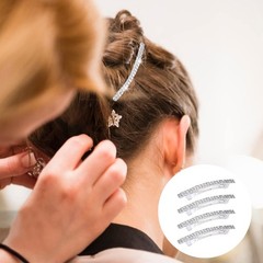 4 Pcs Sparkly Rhinestone Hair Barrettes Silver Bling Hair Clips for Women & Girl
