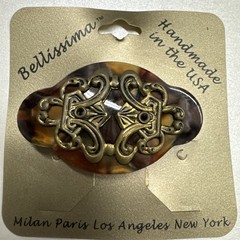 Bellissima Design Classic Hair Ornament Clip 2 ” Brown With Gold design