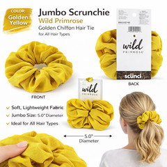 Scunci Jumbo Scrunchie Wild Primrose Golden Chiffon Hair Tie for All Hair Types