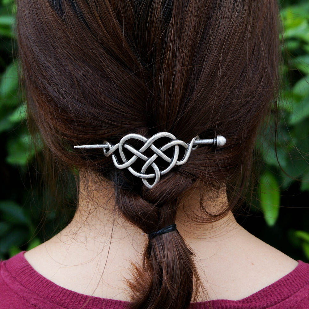 Large Celtic Heart Metal Stick Hair Pin Medieval Jewelry Accessory For Women