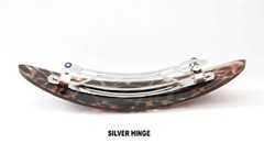 French HandPainted Celluloid Tortoise 4.5″ Silver Hinge XLarge Hair Barrette P56