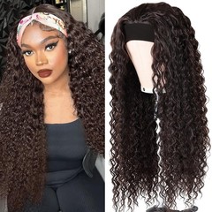 Bellarayine Deep Wave Human Hair Headband Wig Glueless None Lace Front Wigs