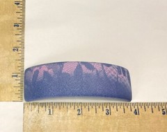 Women Denim Blue Pink Print Barrette Curved Arch Metal Hair Clip Made in France