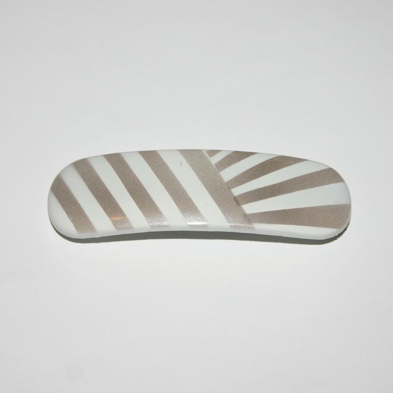 Vintage Barrette Hair Clip Rounded Curved Retro Style Patterns Made in France