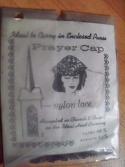 Prayer Cap Black Nylon Lace Round Chapel Head Covering Vintage NOS
