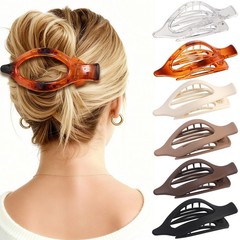CHANDAT Flat Hair Clip 6 pcs Lay Down Claw 1 Count (Pack of 6), Transparent