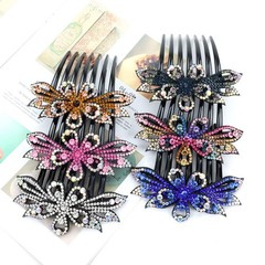 flower rhinestone hair comb is 10*11.3ccm/4*4.4″, pink, blue, white, yellow,…