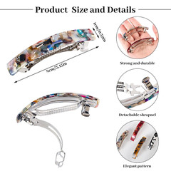6 Pcs Acrylic Large French Hair Barrettes Clips for Women Thick Hair Long Hair