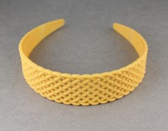 Yellow basketweave plastic head band hair accessory grip teeth 1.25″ wide woven