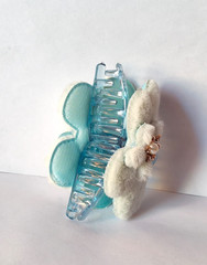 Sky Blue Furry Butterfly Style Hair Claw Clip Unique Hair Accessory for Gift