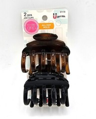 Scunci No-Slip Grip Hair Jaw Clips, Assorted Colors, 2-Count. NEW!
