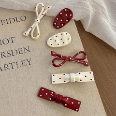 Polka Dot Patent Leather Hair Clip Set,bow Oval Style Mixed Color Hair Cli